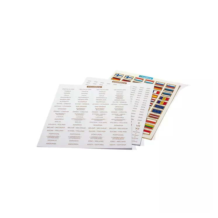 Juego de etiquetas Leuchttrum para monedas de euro, paises y banderas