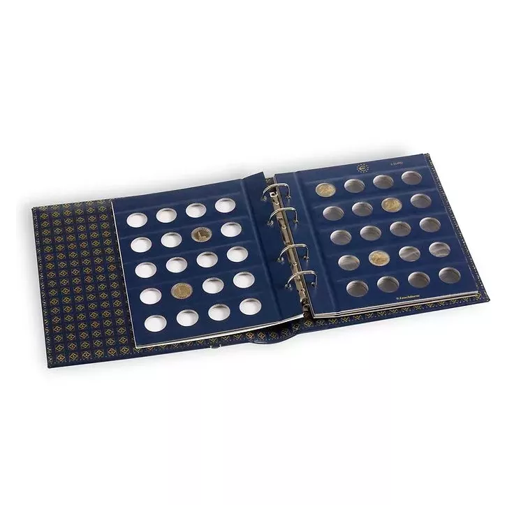 Álbum Leuchtturm para coleccionar monedas de 2 euros (4 hojas VISTA), incluye cajetin protector, azul