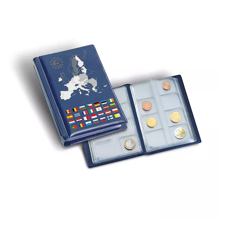 Álbum de Bolsillo Leuchtturm para 12 series completas de monedas de euro, color azul