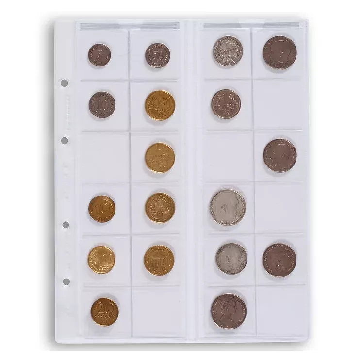 Hojas para monedas OPTIMA Leuchtturm, para 24 monedas de hasta 34 mm Ø, 5 und.