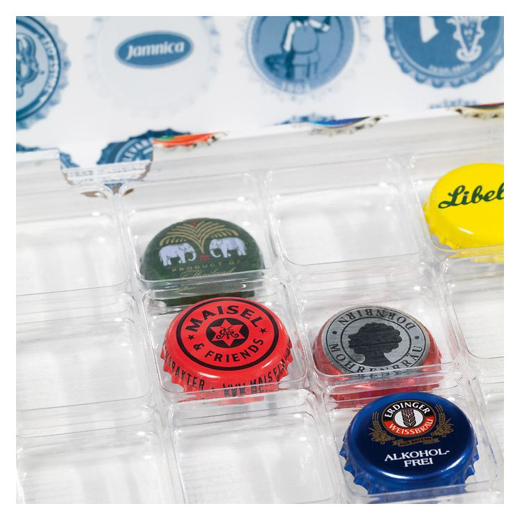 Estuche Leuchtturm para 96 ??tapas de botellas, cabidades cuadrados