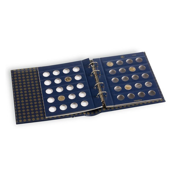 Álbum Leuchtturm para coleccionar monedas de 2 euros (4 hojas VISTA), incluye cajetin protector, azul