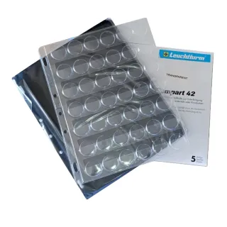 Hojas almacenaje COMPART Leuchtturm, para 42 tapones de botellas de champán, color tranparentes