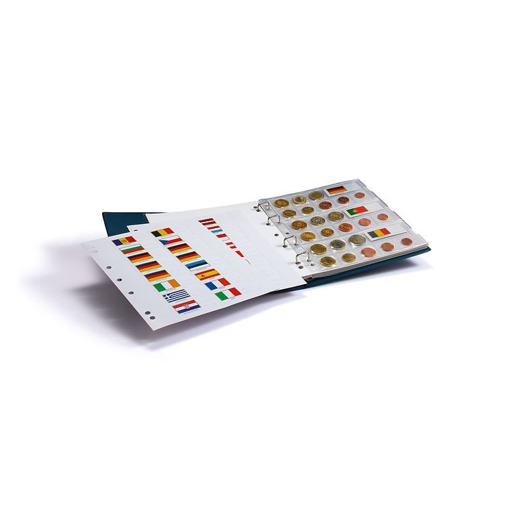 Álbum Leuchtturm para coleccionar series monedas de euro en formato NUMIS, azul incluye 7 hojas