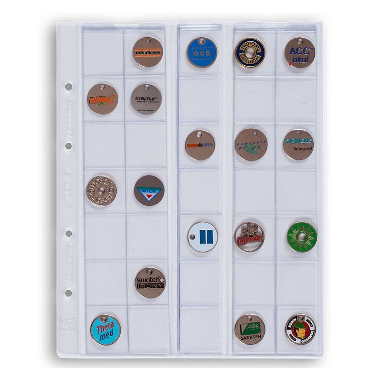 Hojas para monedas OPTIMA Leuchtturm, para 35 monedas de hasta 27 mm Ø, transparentes 5 und.