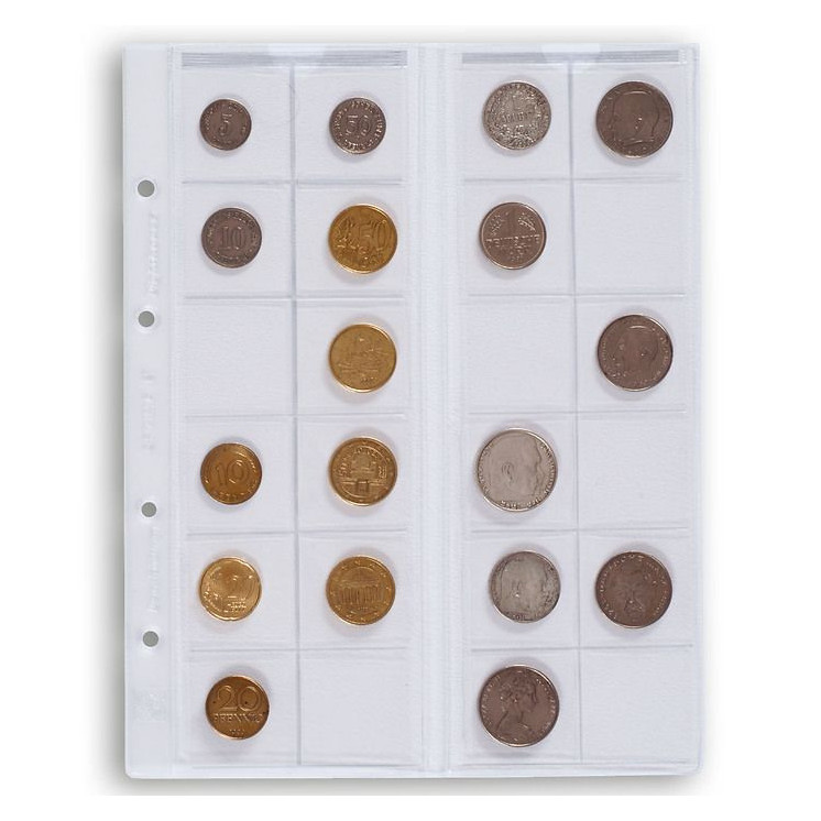 Hojas para monedas OPTIMA Leuchtturm, para 24 monedas de hasta 34 mm Ø, 5 und.