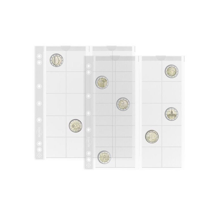 Hojas para monedas NUMIS Leuchtturm, 20 fundas hasta 34 mm Ø, paquete de 5
